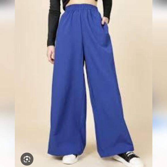 SHEIN V'Cay NWT High Waisted Royal Blue Wide Leg Palazzo Pants, XL - Picture 3 of 9